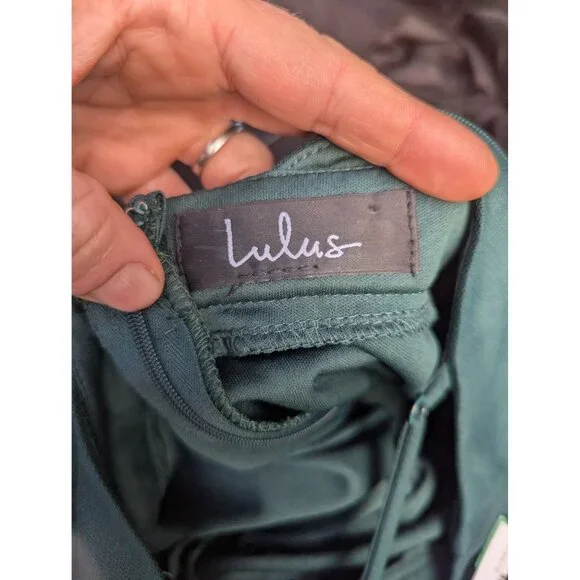 Lulus Rare Beauty Green Tulle Backless Full Length Size Large Adjustable Straps - Picture 4 of 10